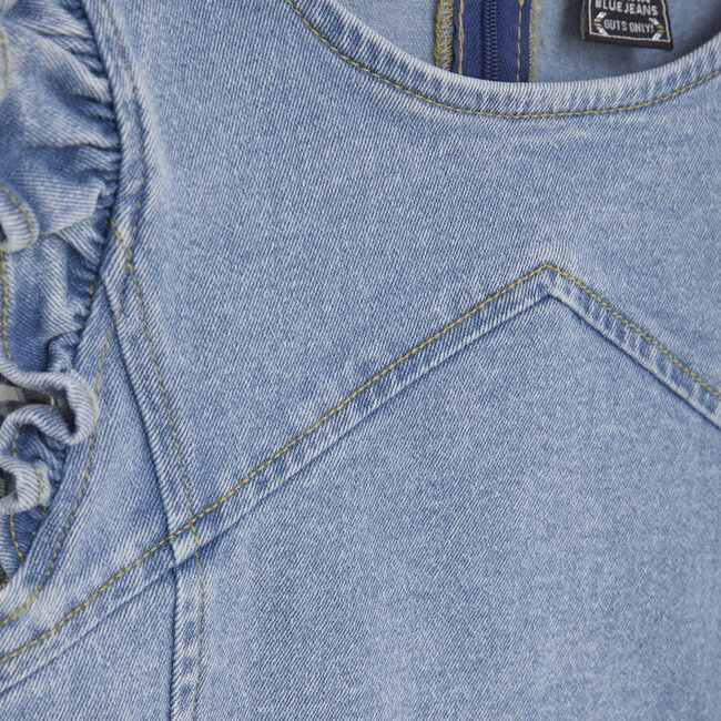 Indian Blue Jeans Zomer top meisjes - licht blauw - ruffel - denim