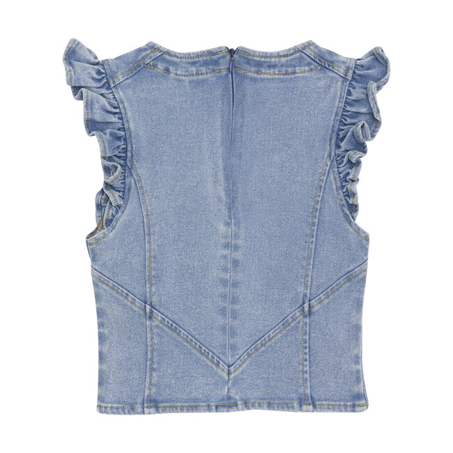 Indian Blue Jeans Zomer top meisjes - licht blauw - ruffel - denim