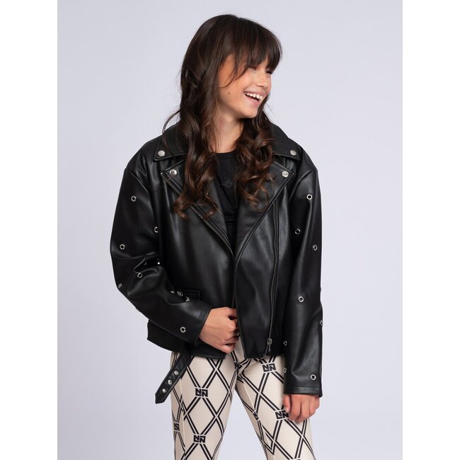 Nik&Nik zomer biker jasje meisjes - zwart - Eyelet