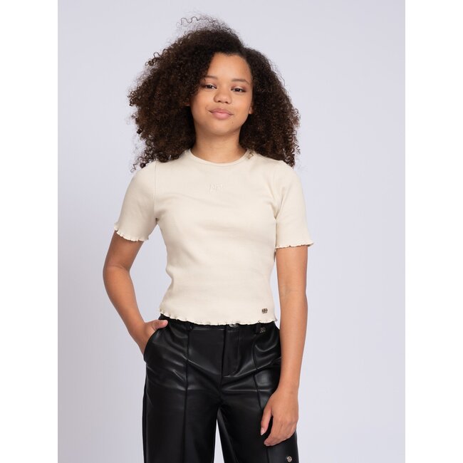 Nik&Nik zomer rib top meisjes - taupe - Sylvia