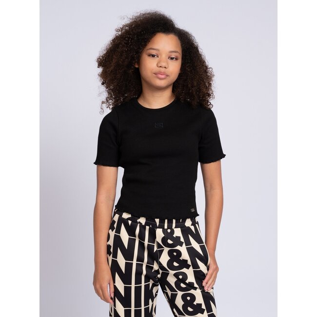 Nik&Nik zomer rib top meisjes - zwart - Sylvia