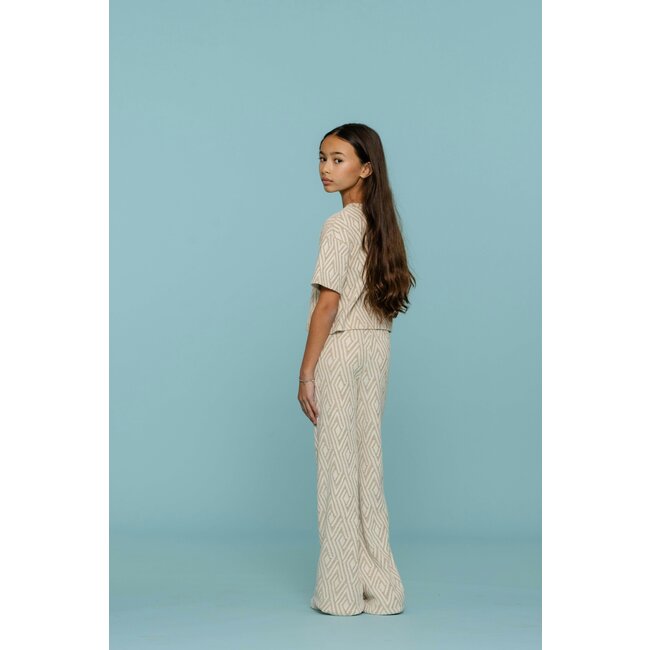 Geisha zomer broek meisjes - jacquard - zand / off wit