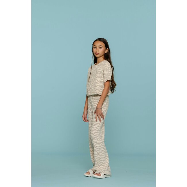 Geisha zomer broek meisjes - jacquard - zand / off wit