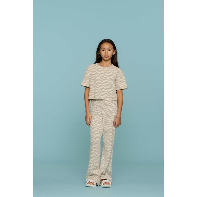 Geisha zomer broek meisjes - jacquard - zand / off wit