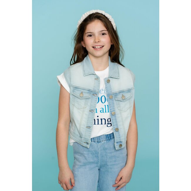 Geisha zomer gilet meisjes - jogg jeans - bleached denim