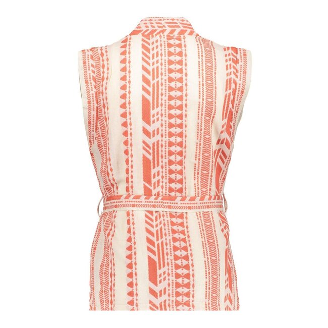 Geisha zomer gilet meisjes - fancy woven - oranje / off wit