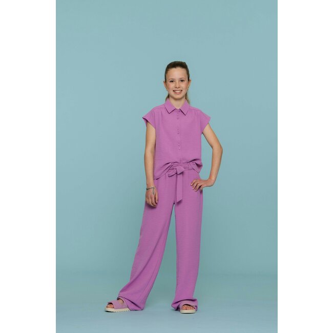Geisha zomer broek meisjes - crinckle - lavendel