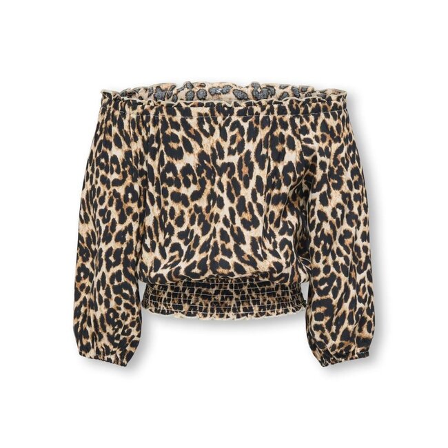 Kids ONLY zomer top meisjes - off shoulder, AOP - zwart - Kogglow