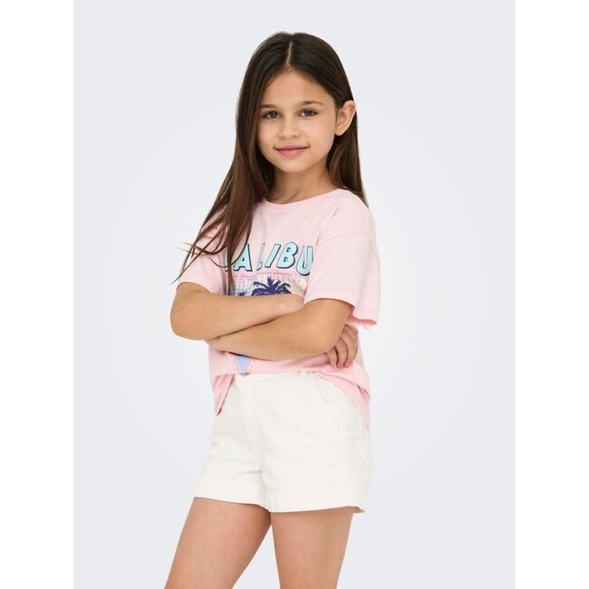Kids ONLY zomer t-shirt S/S meisjes - loose fit, print - roze - Kogruth