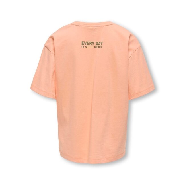 Kids ONLY zomer t-shirt S/S meisjes - loose fit - zalm roze - Koghelen