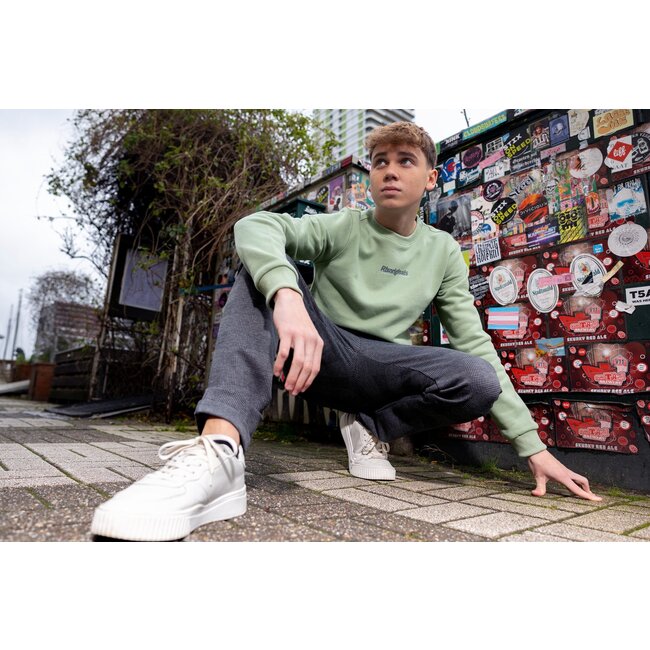 Rellix Jongens sweater creative brushed - Dusty lime groen