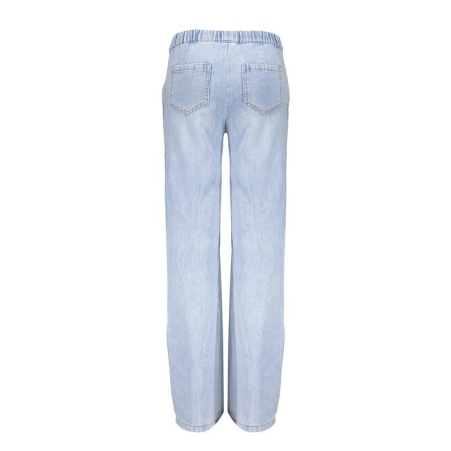 Geisha zomer jeans broek meisjes - wide elastic waist - bleached denim