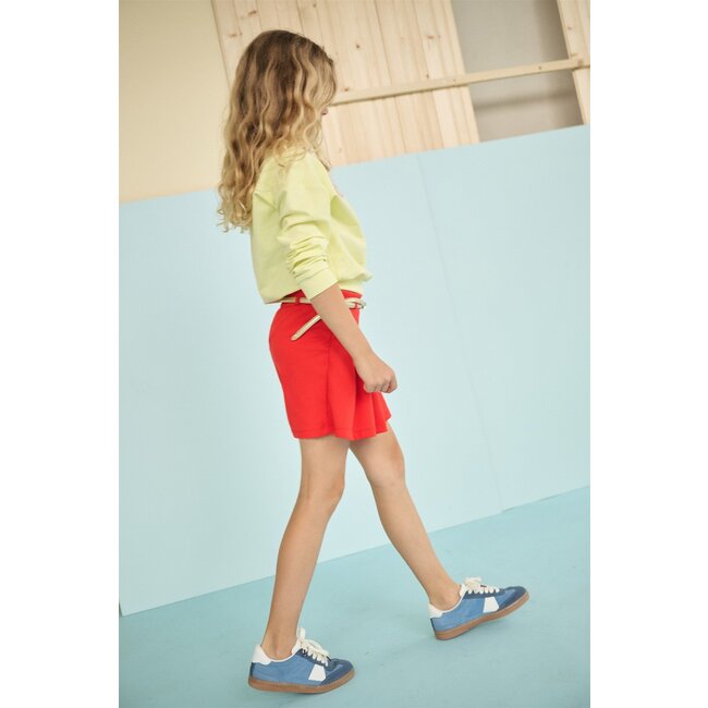 NoNo zomer PU skort meisjes - loving rood - plooien, met riem - Sella