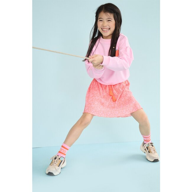 NoNo zomer rok meisjes - oranje koraal - Daisy AOP, plissee - Norah