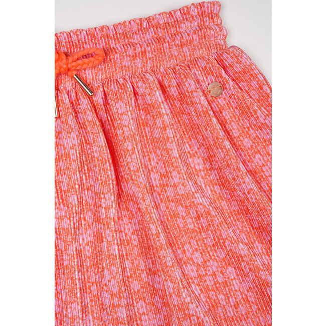 NoNo zomer rok meisjes - oranje koraal - Daisy AOP, plissee - Norah