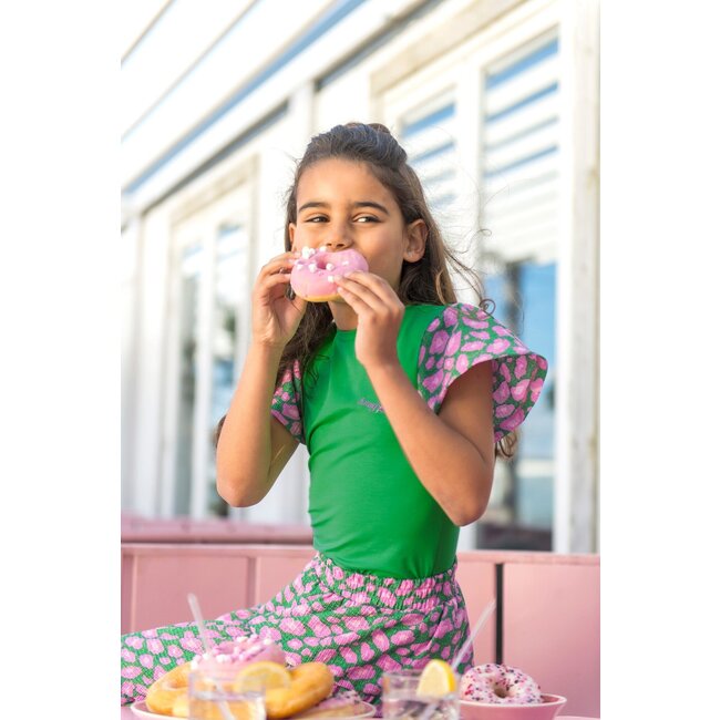 B.Nosy zomer t-shirt meisjes - jelly bean groen - print mouw - Thessa