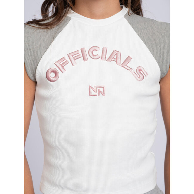Nik&Nik zomer rib top meisjes - off wit / grijs - Officials