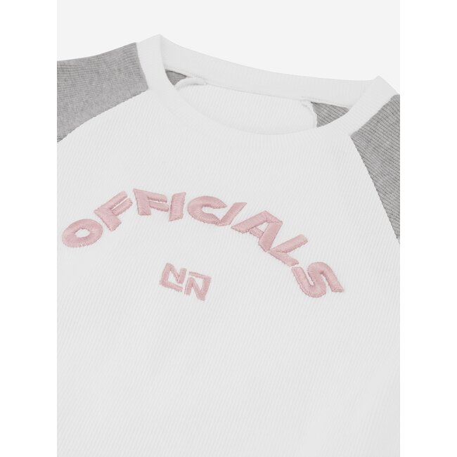 Nik&Nik zomer rib top meisjes - off wit / grijs - Officials