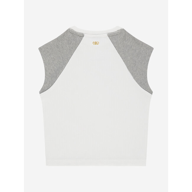 Nik&Nik zomer rib top meisjes - off wit / grijs - Officials