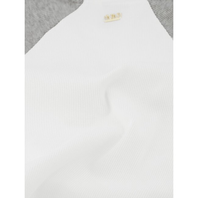 Nik&Nik zomer rib top meisjes - off wit / grijs - Officials