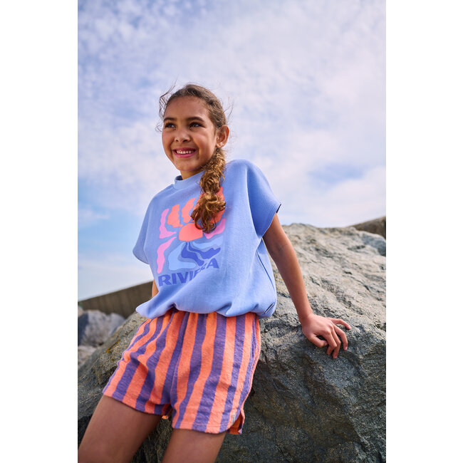 Tumble & Dry zomer short meisjes - lila/oranje gestreept - Reine