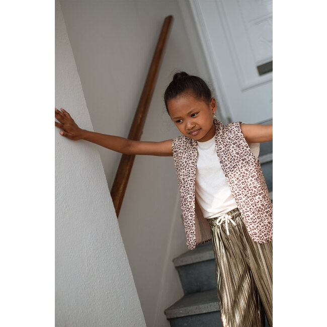 Like Flo zomer broek meisjes - army groen - metallic, plisse - Fenna