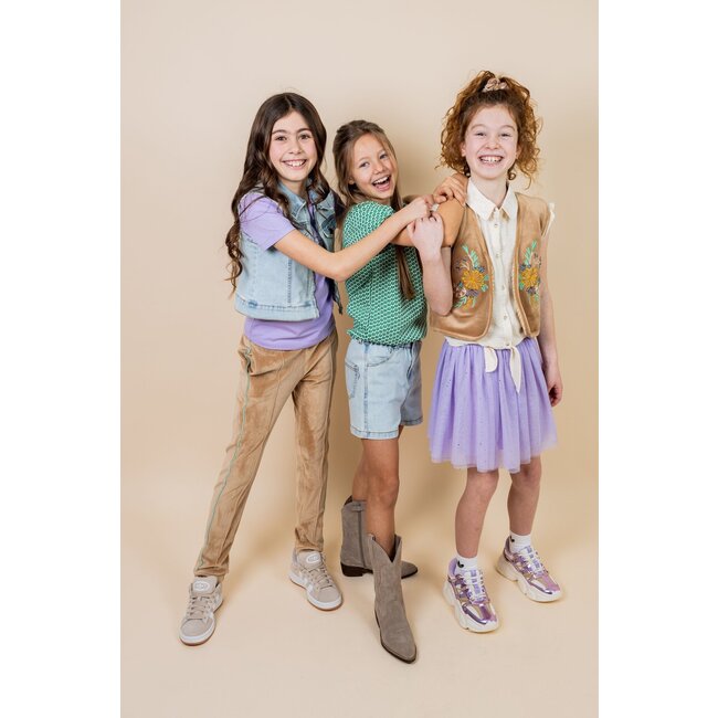 MAYCE zomer broek meisjes - taupe - velvet