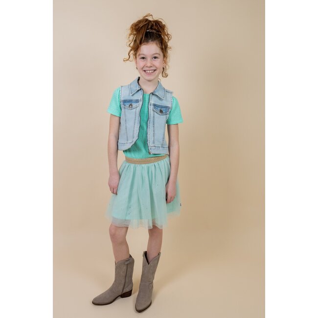 MAYCE zomer denim gilet meisjes - licht blauw denim