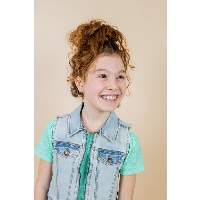 MAYCE zomer denim gilet meisjes - licht blauw denim