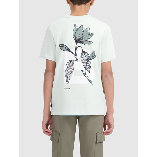 Ballin Zomer t-shirt jongens - licht groen - Floral initial