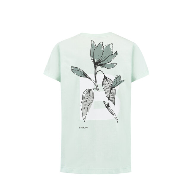 Ballin Zomer t-shirt jongens - licht groen - Floral initial
