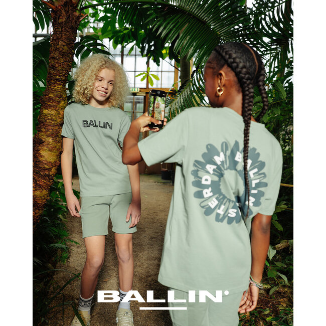 Ballin Zomer sweat short jongens - groen - Waffle logo