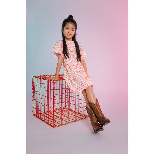 Quapi Zomer jurk meisjes - oranje - AOP grafisch -  Zaara