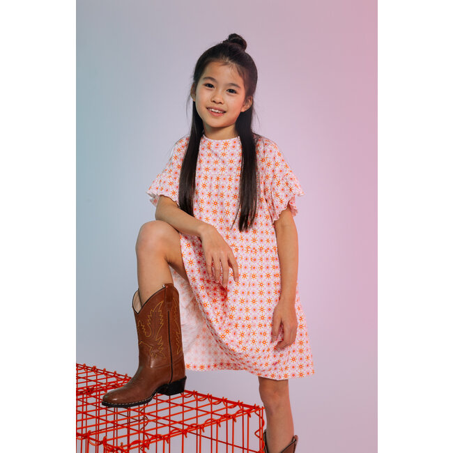 Quapi Zomer jurk meisjes - oranje - AOP grafisch -  Zaara