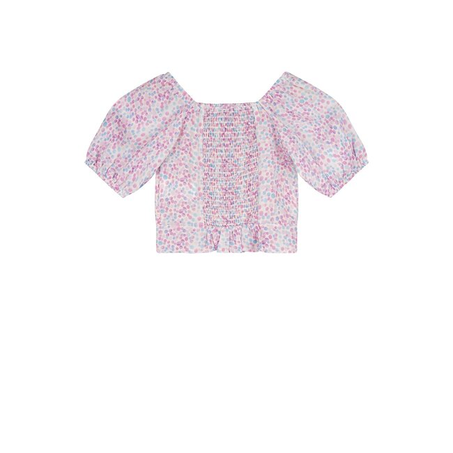 NoNo zomer blouse meisjes - blauw - cropped, AOP - Tomas