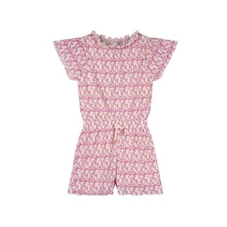 NoNo zomer jumpsuit meisjes - fresia paars - AOP bloemen, plissee, jersey - Sil