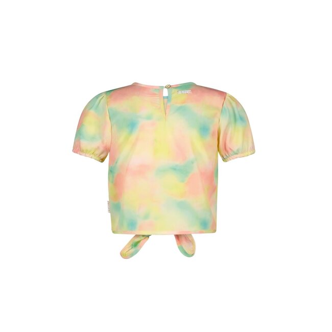 B.Nosy zomer top meisjes - roze/geel/groen AOP - knoop - Bonny