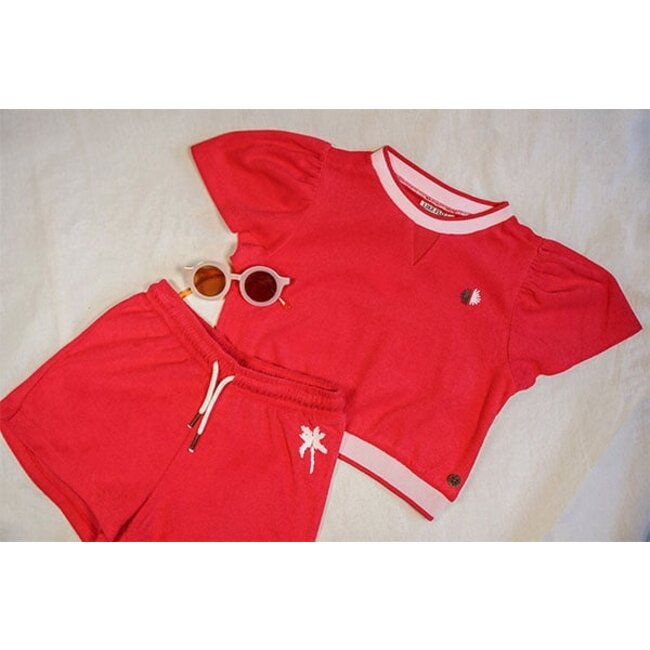 Like Flo zomer short meisjes - chili rood - badstof - Faye