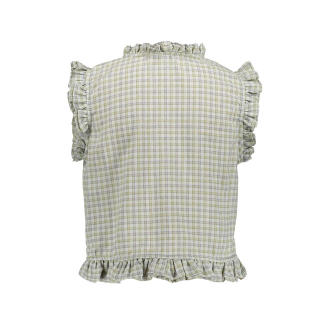 Frankie & Liberty Zomer blouse meisjes - groen grijs - geruit - Romila