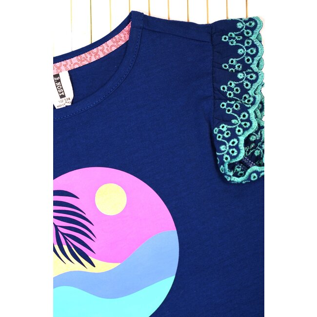 B.Nosy zomer top meisjes - lake blauw - broderie mouw - Taria