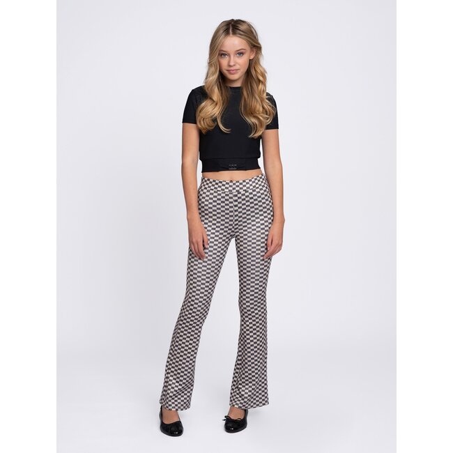 Nik&Nik zomer broek meisjes - taupe / zwart - Gigie