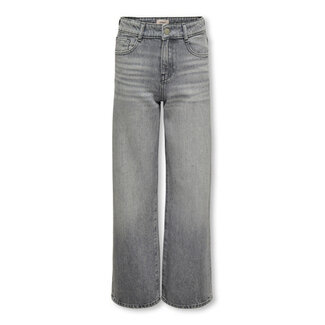 Kids ONLY winter jeansbroek meisjes - grijs - KogCobain - wide leg fit, glitter steentjes