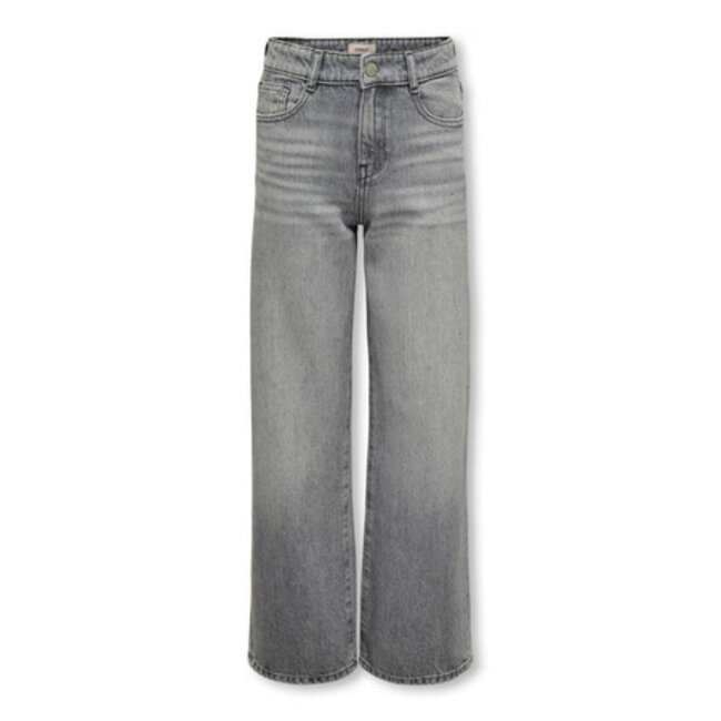 Kids ONLY winter jeansbroek meisjes - grijs - KogCobain - wide leg fit, glitter steentjes
