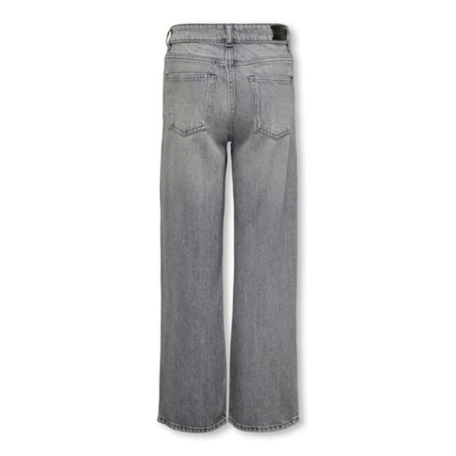 Kids ONLY winter jeansbroek meisjes - grijs - KogCobain - wide leg fit, glitter steentjes