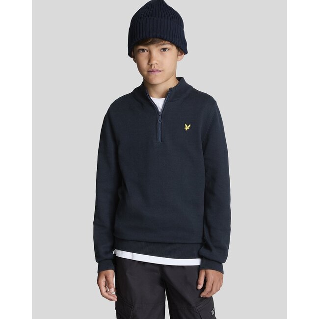 Lyle & Scott winter sweater jongens - donker navy blauw - 1/4 rits