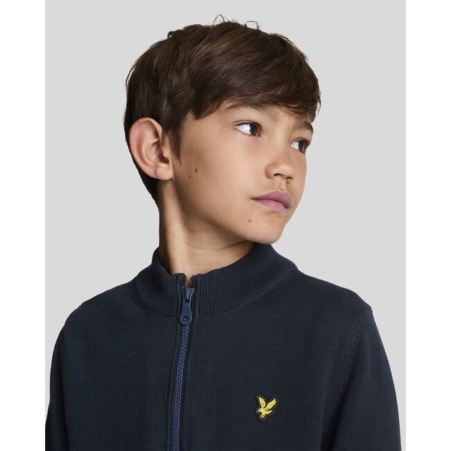 Lyle & Scott winter sweater jongens - donker navy blauw - 1/4 rits