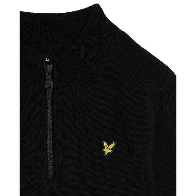 Lyle & Scott winter sweater jongens - zwart - 1/4 rits