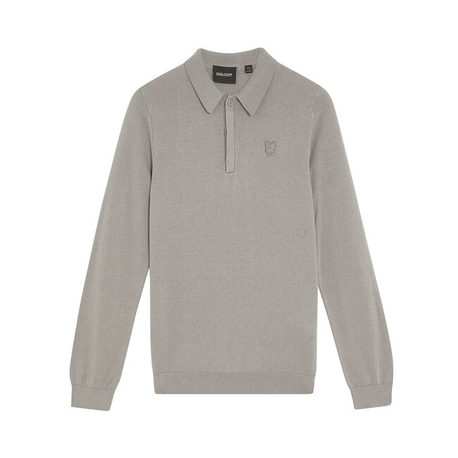 Lyle & Scott winter polo shirt jongens - grijs - longsleeve, gebreid