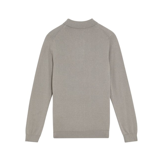 Lyle & Scott winter polo shirt jongens - grijs - longsleeve, gebreid