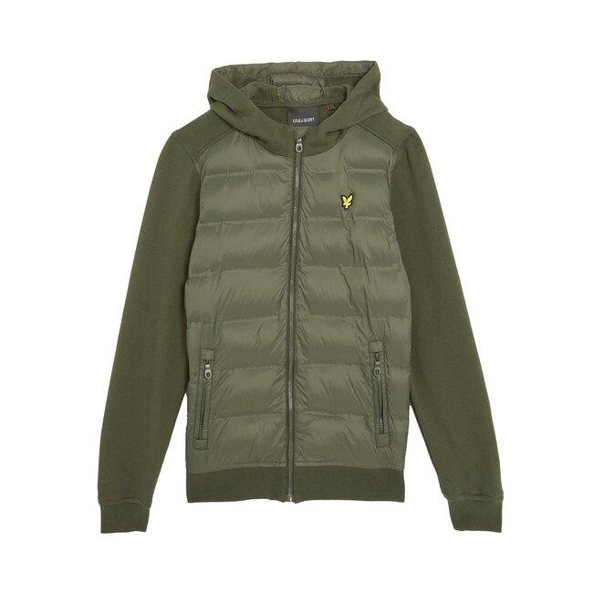 Lyle & Scott winter hybrid hoodie jongens - donker groen